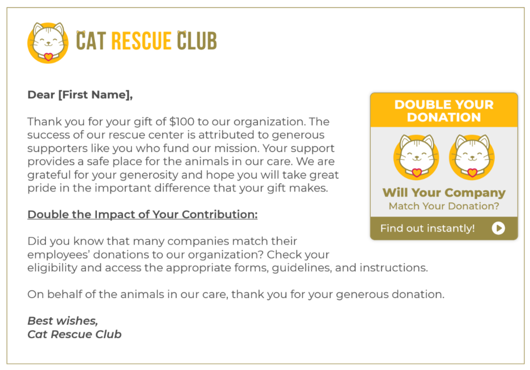 Corporate matching gift program email example Corporate matching gift program email example